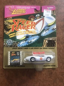 Johnny Lightning Speed Racer 2000 Classic Mach 5 Car & Cell Strip Token New - Picture 1 of 2