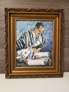 Jewish Torah Original Framed Signed Art Robert Bodge Enamel on Copper  - Picture 1 of 7