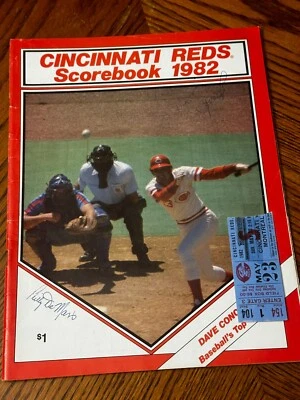 Cincinnati Reds vs Expos 5/23/82 Program & Stub Billy DeMars Chris Speier Autos - Image 1 of 4