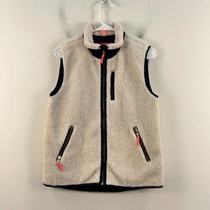 Crewcuts Girls 16 White Fleece Zipper Pockets Mock Neck Sleeveless 22117 - Imagen 1 de 10