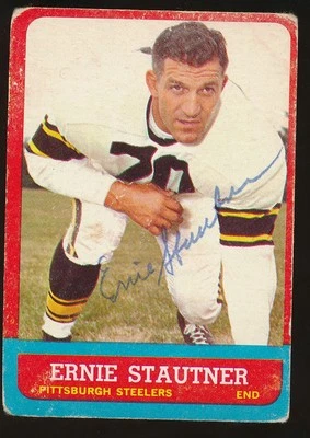 1963 Topps Football #129 ERNIE STAUTNER SP (Pittsburgh Steelers) *AUTOGRAPHED* - Image 1 of 2