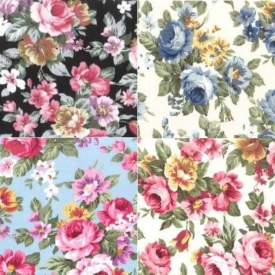 ROSE & HUBBLE 100% Cotton Poplin Printed Floral Summer Pattern Fabric Dress Quilting Material