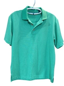 Cubavera Polo Green Stripe Short Sleeve Men's shirt Size Small Wood Buttons Golf - Picture 1 of 6