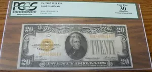 1928 $20 Gold certificate PCGS Currency grade of 30 Very Fine - Picture 1 of 7