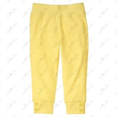EUC GYMBOREE GIRLS MERRY & BRIGHT YELLOW THERMAL BUTTON CROP LEGGINGS SIZE 9 - Image 1 of 3