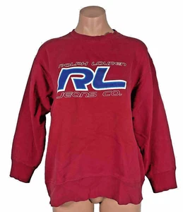 Sudadera De Colección Años 90 y2k RALPH LAUREN JEANS CO. Roja Deletreada M/L EE. UU. - Imagen 1 de 8