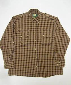 NUEVO Cabela's Safari Equipo Exterior Manga L Cuna Camisa Med 5 Bolsillos/Marrón Cuadros MACAU - Imagen 1 de 5