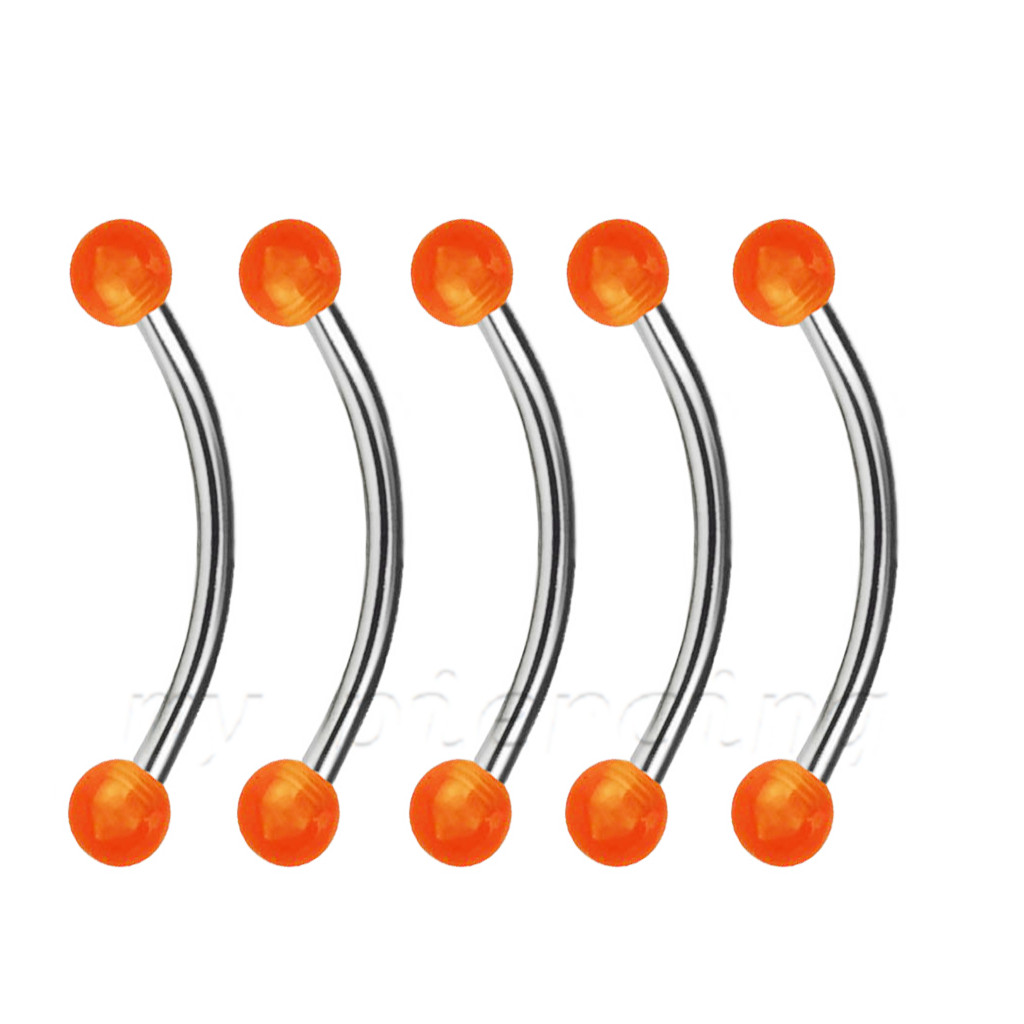 Piercing De Acero Quirúrgico 316L Calibre 14g - Barra Curvada Para Ceja, Tragus, Ombligo - Con Incrustaciones Tipo Ojo De Serpiente Doradas - Incluye 3 Unidades