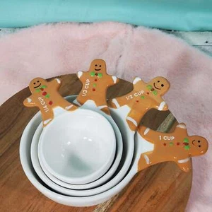 Christmas Gingerbread Ceramic Measuring Cups - Set of 4 - Picture 1 of 6