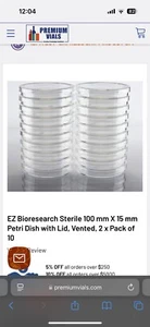 Unopened Box Of 20 EZ Bioresearch 100mm X 15mm Petri Dishes - Picture 1 of 2