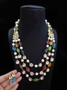 Rani Haar Bollywood Gold Plated Kundan Pearl Necklace Wedding Indian Jewelry Set - Picture 1 of 5