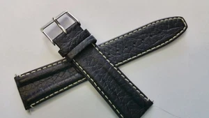 Jacques Lemans Genuine Leather Watch Strap 23MM BLACK ANTI ALLERGIC. stitched - Picture 1 of 3