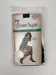 Leggs Pantyhose 50267 Brown Sugar Ultra Ultra Sheer Medium Sandalfoot Jet Black - Picture 1 of 5