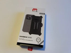 Maverick Series iPhone 15 Pro Max Case with Belt Clip Gray w/ Temper Glass** - Picture 1 of 2