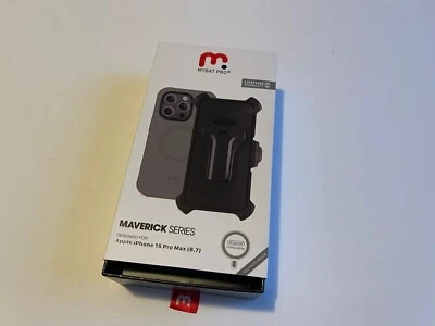 Maverick Series iPhone 15 Pro Max Case with Belt Clip Gray w/ Temper Glass** - Image 1 of 2