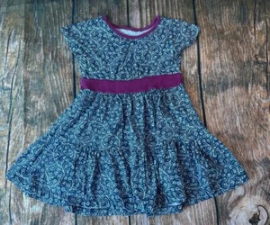 Tea Collection Floral Twirl Dress 4 Blue Pink - Picture 1 of 3