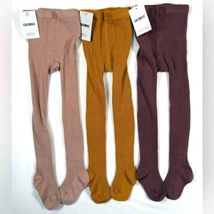 NWT CECORC Girls Ribbed Cotton Tights Set 3/4Y Neutral Fall Colors Layering NEW - Picture 1 of 13