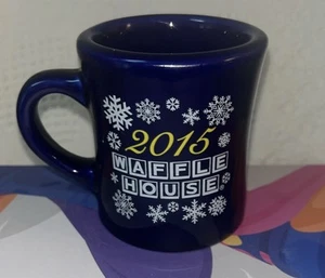 Waffle House Winter Waffleland 2015 Coffee Cup Mug Restaurant Ware Blue Snow - Picture 1 of 4