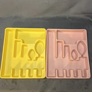 Vintage Rubbermaid Besteck Organizer Rosa & Gelb Schublade Organizer - Bild 1 von 10