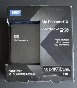 WD WDBCRM0020BBK-NESN 2TB My Passport X Portable External Hard Drive, Black, New - Afbeelding 1 van 2