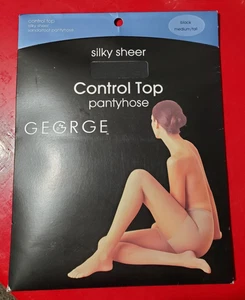GEORGE seidig transparente Control Top Sandalfoot Strumpfhose Größe M/Hoch, Farbe schwarz - Bild 1 von 3