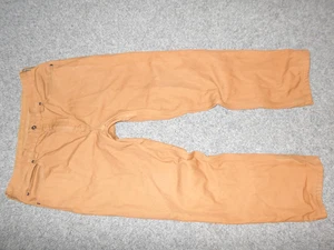 DULUTH TRADING 34506B FIRE HOSE FLANNEL LINED MENS 38/32 TAN WORK JEANS - Picture 1 of 5