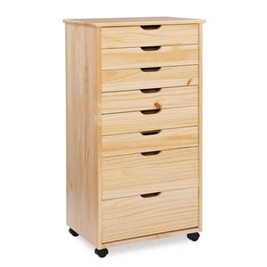Linon Home Decor Mcleod Natural 8 Drawer Rolling Storage Organizational Cart - Picture 1 of 16