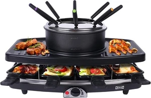 Atbod Electric Fondue Pot Set lndoor Raclette Table Grill COOKING 2 IN 1 HSEGAR - Picture 1 of 7