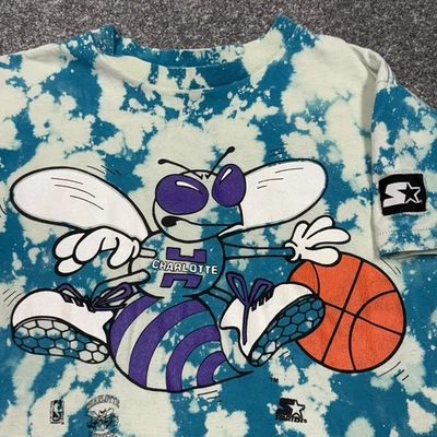 Camisa De Colección Charlotte Hornets Mujer Pequeña NBA Baloncesto Años 90 Azul Starter Foto 1 de 4