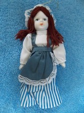 Vintage Silvestri Bisque Porcelain Blue & White Doll Christmas Ornament 7 1/2"