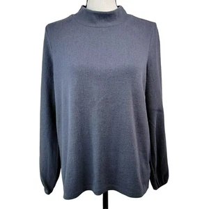 Old Navy Mock Neck Top Womens Sz M Gray Gauzy Blouse Shirt Minimalist Capsule - Picture 1 of 8
