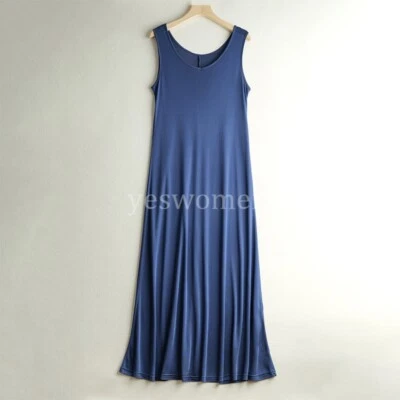 Men 100% Mulberry Silk Night Shirt Nightgown Long Sleeveless Sleepwear Loungwear - Изображение 1 из 4