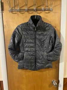 Active USA Women's Grey Puffer Full Zip Mid Bubble Jacket w/ High Neck Small - Picture 1 of 10