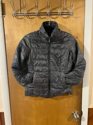 Active USA Women's Grey Puffer Full Zip Mid Bubble Jacket w/ High Neck Small - Image 1 of 4