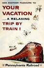 Your Vacation Relaxing Trip By Train Vintage Travel Poster Repro  12X18