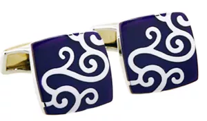 Elegant & Beautiful Hard wearing Silver & Blue Enamel links by CUFFLINKS DIRECT - Picture 1 of 5