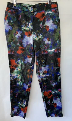 H&M Womens Slim Leg Black Floral Trousers Size 12 - Image 1 of 4