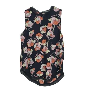 Who What Wear Womens Top Size XS Black Floral Sleeveless Sheer Ruffle Blouse - Picture 1 of 6