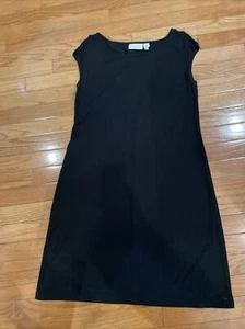 Vestido midi negro manga gorra jersey elástico Chico’s talla 0 cuello redondo usado - Imagen 1 de 8