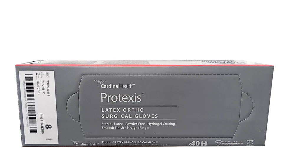 Cardinal Health Protexis Latex Ortho Surgical Gloves Size 8, Box of 40 EXP 07/25 - Image 1 of 1