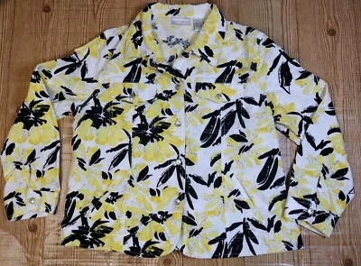 Chaqueta para mujer Drapers & Damons XL negra amarilla floral blazer artístico 100 % algodón Foto 1 de 4