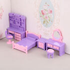 6Pcs 1:12 Dollhouse Desk Chair Dressing Table Bedside Table Bed Furniture Decor