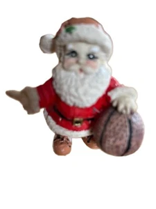 Miniature Santa Claus 2.5” Resin Christmas Holiday Figurine w Basketball Vintage - Picture 1 of 5