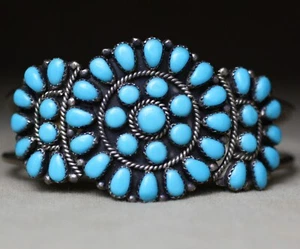 Danny L. Wauneka Native American Navajo Turquoise Sterling Cuff Bracelet Size7.5 - Picture 1 of 9
