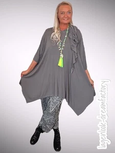 Layered A-Line Long Tunic Hood Dark Gray 42 44 46 48 50 52 54 56 58 - Picture 1 of 11