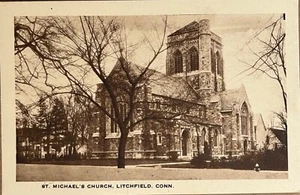 Litchfield Conneticut St Michaels Church Antique Postcard c1930 - Picture 1 of 7