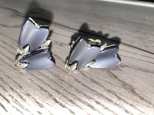 Vintage Lisner Clip on Earrings Black with Silver tone - Picture 1 of 4