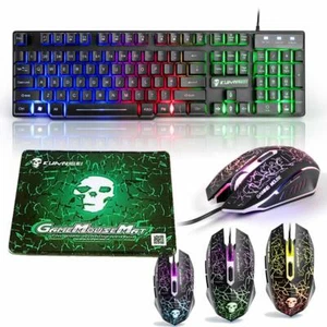 Juego de teclado y mouse del Reino Unido para PS4 PS3 Xbox One T6 oficina de juegos arco iris retroiluminado - Imagen 1 de 11