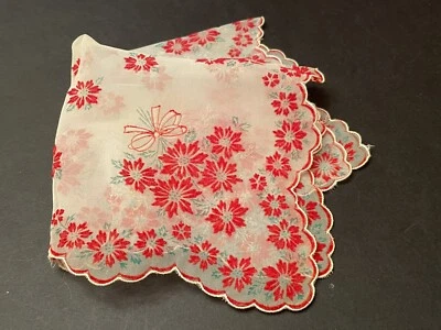 Pañuelo vintage navideño flocado flores pañuelo floral transparente Foto 1 de 4
