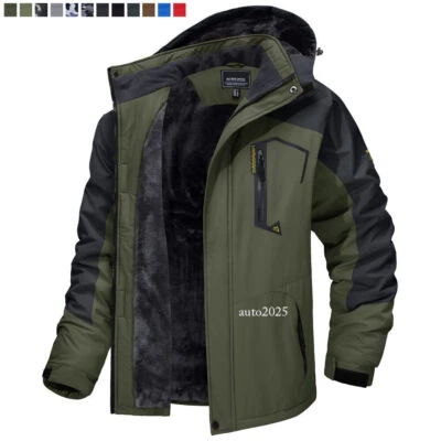Men's Waterproof Winter Jacket Warm Winter Coat Outdoor Ski Snow Hooded Jackets - Image 1 of 4